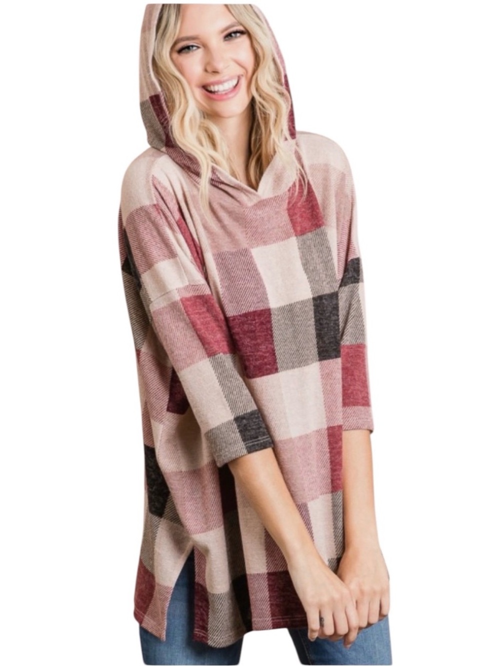 377: BIBI NEW HOODIE BURGUNDY TAUPE (H2) - Picture 1 of 2